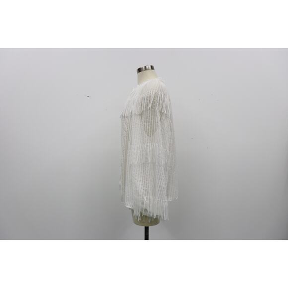 Kobi Halperin Women's White Tie Neck Fringe Poppi Blouse Top XXL Chiffon $448 - Picture 9 of 16